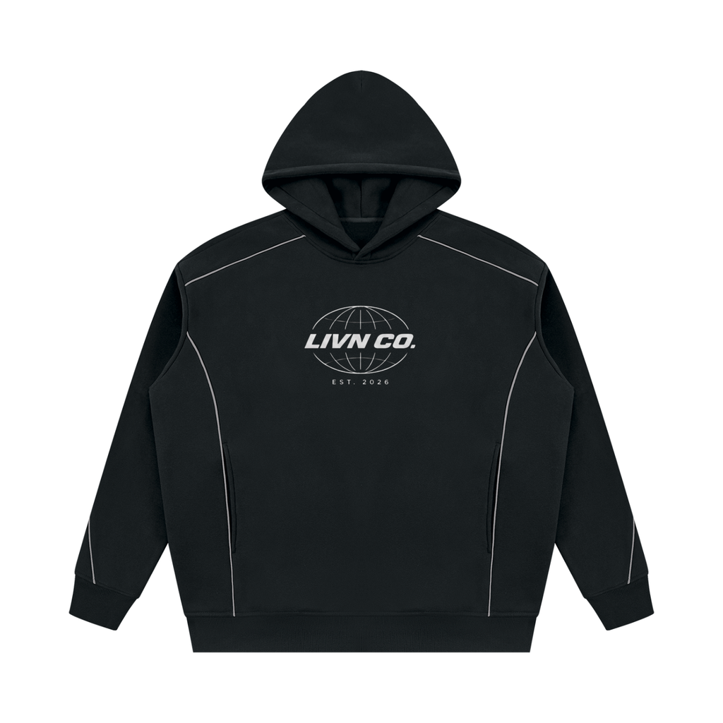 Unisex Oversized Piping Fleece Hoodie