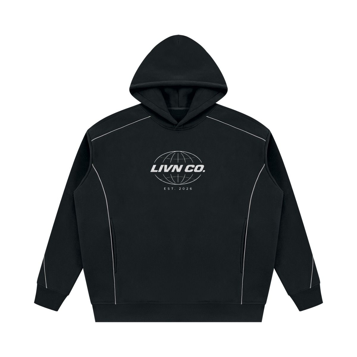 Unisex Oversized Piping Fleece Hoodie