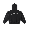 Contrast-Stitched Boxy Fleece Zip Hoodie