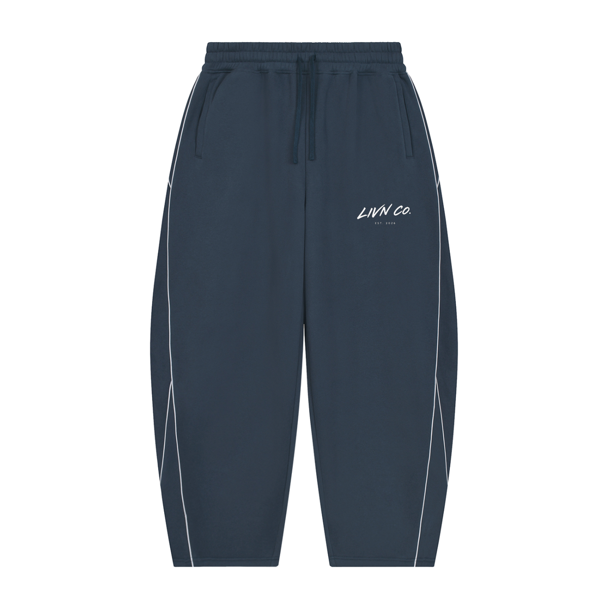 Unisex Piping Fleece Barrel Leg Sweatpants