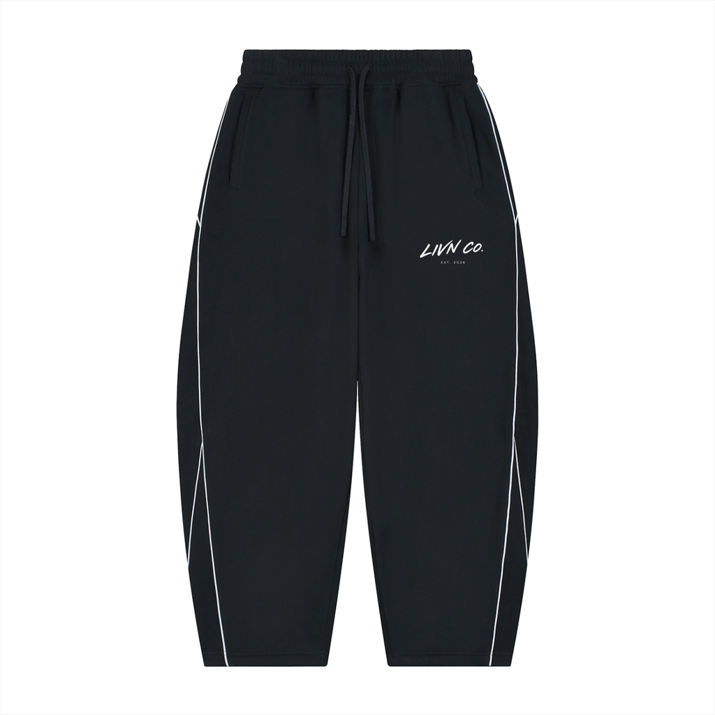 Unisex Piping Fleece Barrel Leg Sweatpants