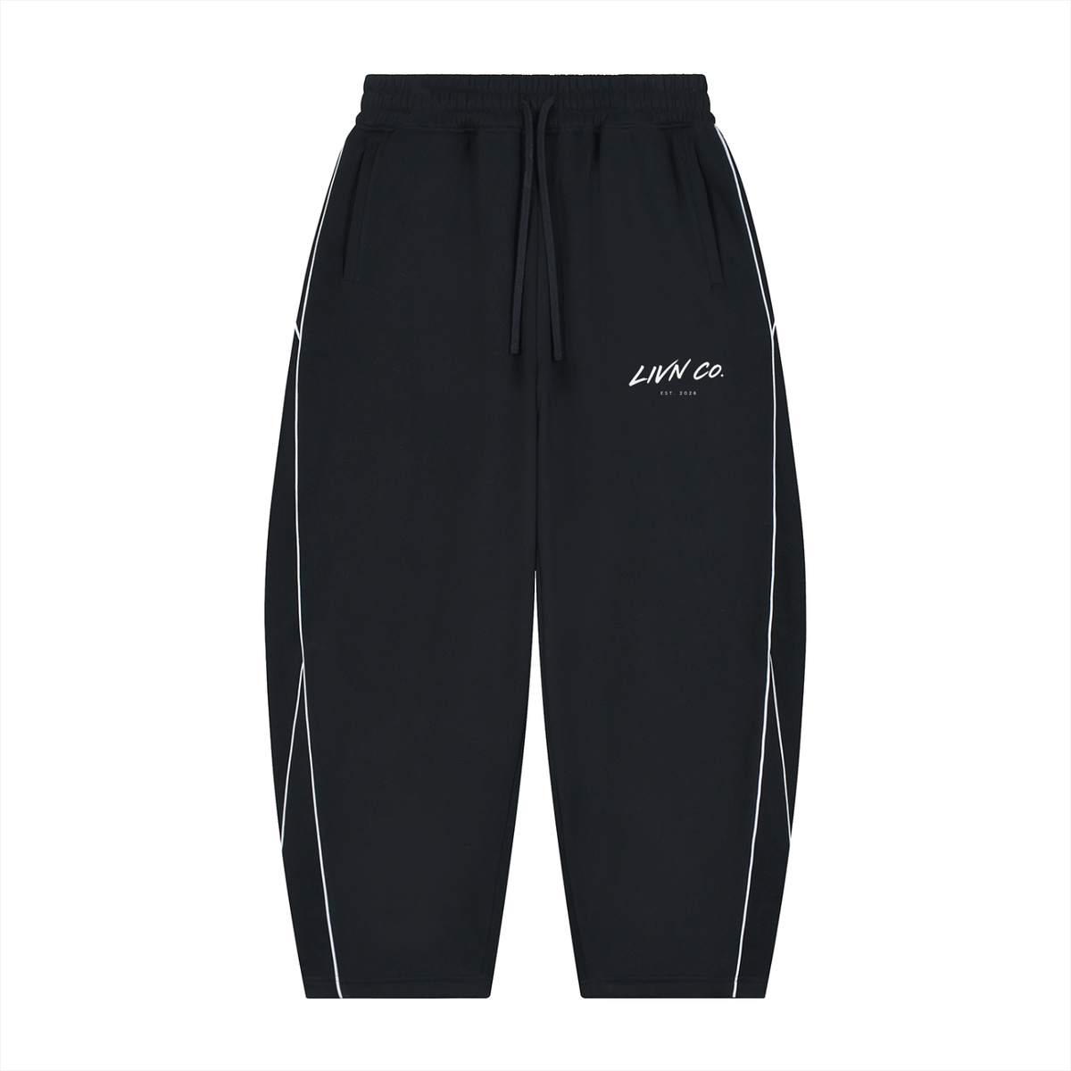 Unisex Piping Fleece Barrel Leg Sweatpants